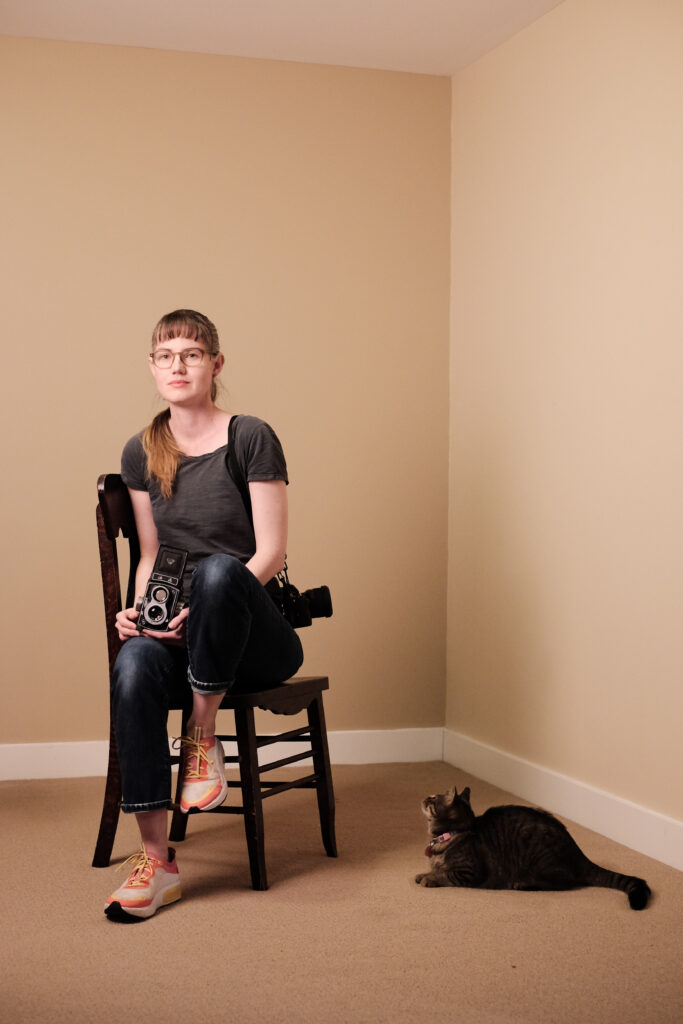 Portrait of Photographer, Sara Atteby, with her cat